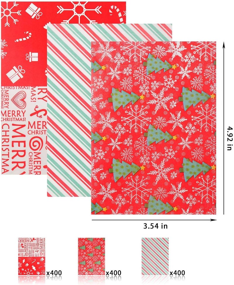 YBB 1200 Pcs Christmas Candy Wrappers for Caramel, Greaseproof Candy Wax Twisting Papers Wrappers for Christmas Party Goodies Candy Chocolate Sweets - Image 2